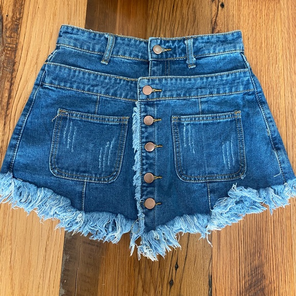 High Waisted Denim Skort - Picture 6 of 7